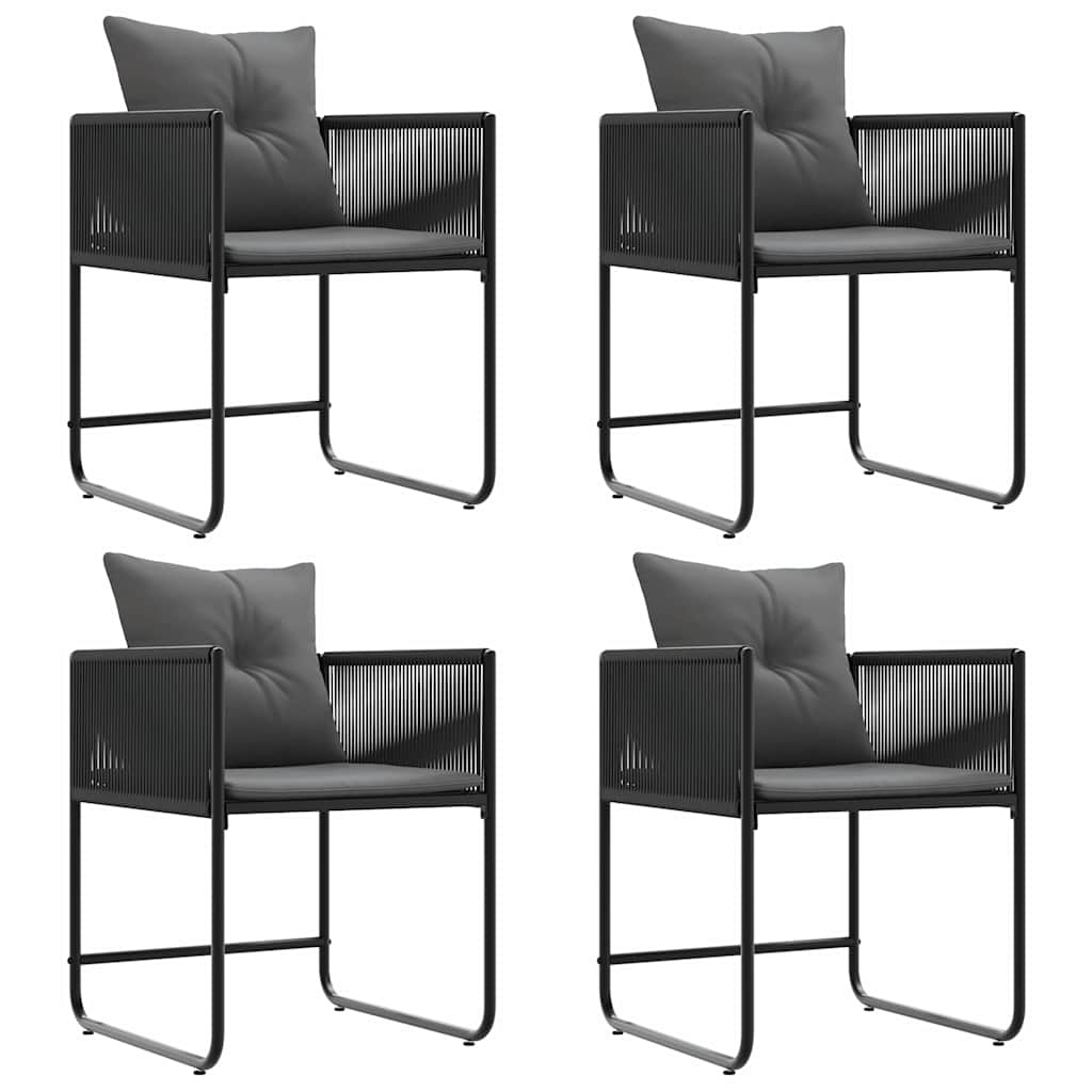 Szék párnával 4 pcs Fekete és Antracit PE Rattan