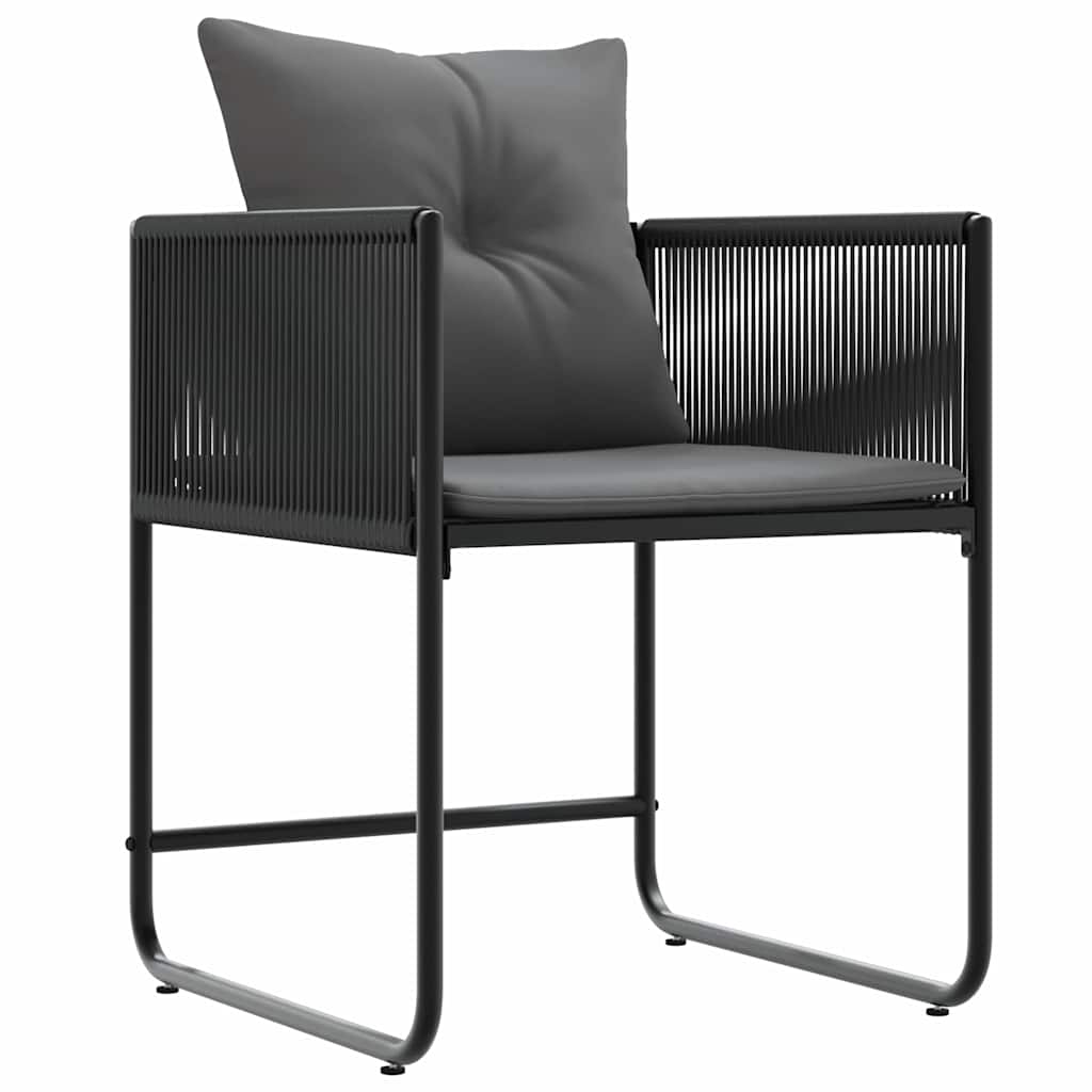 Szék párnával 4 pcs Fekete és Antracit PE Rattan