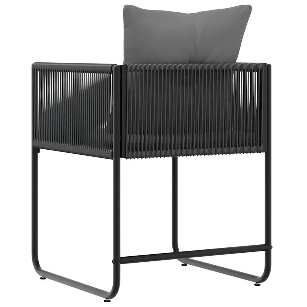 Szék párnával 4 pcs Fekete és Antracit PE Rattan