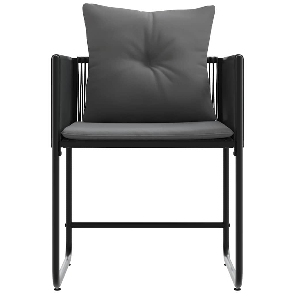 Szék párnával 4 pcs Fekete és Antracit PE Rattan