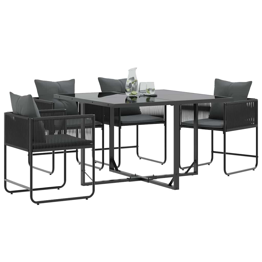 Szék párnával 4 pcs Fekete és Antracit PE Rattan