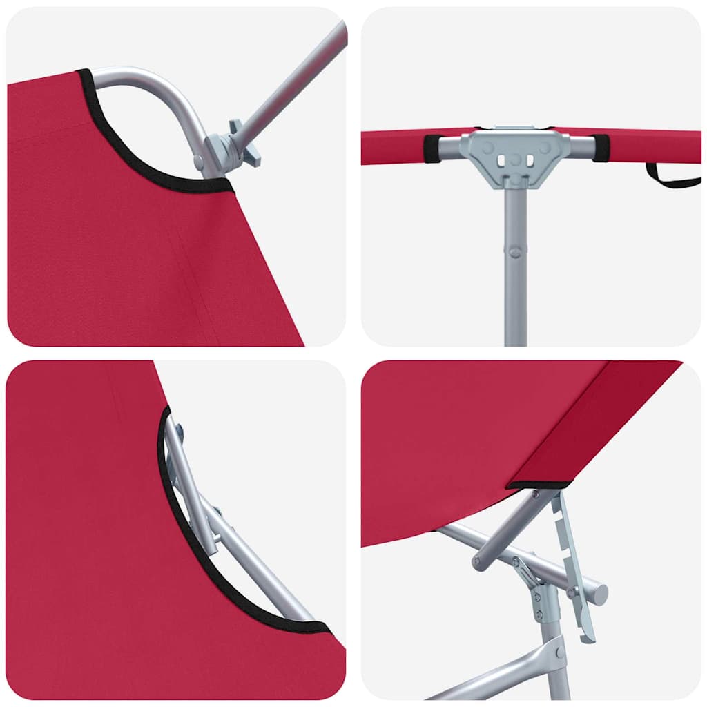 Napozó 2 pcs Piros 58 x 188 x 77cm Poliészter