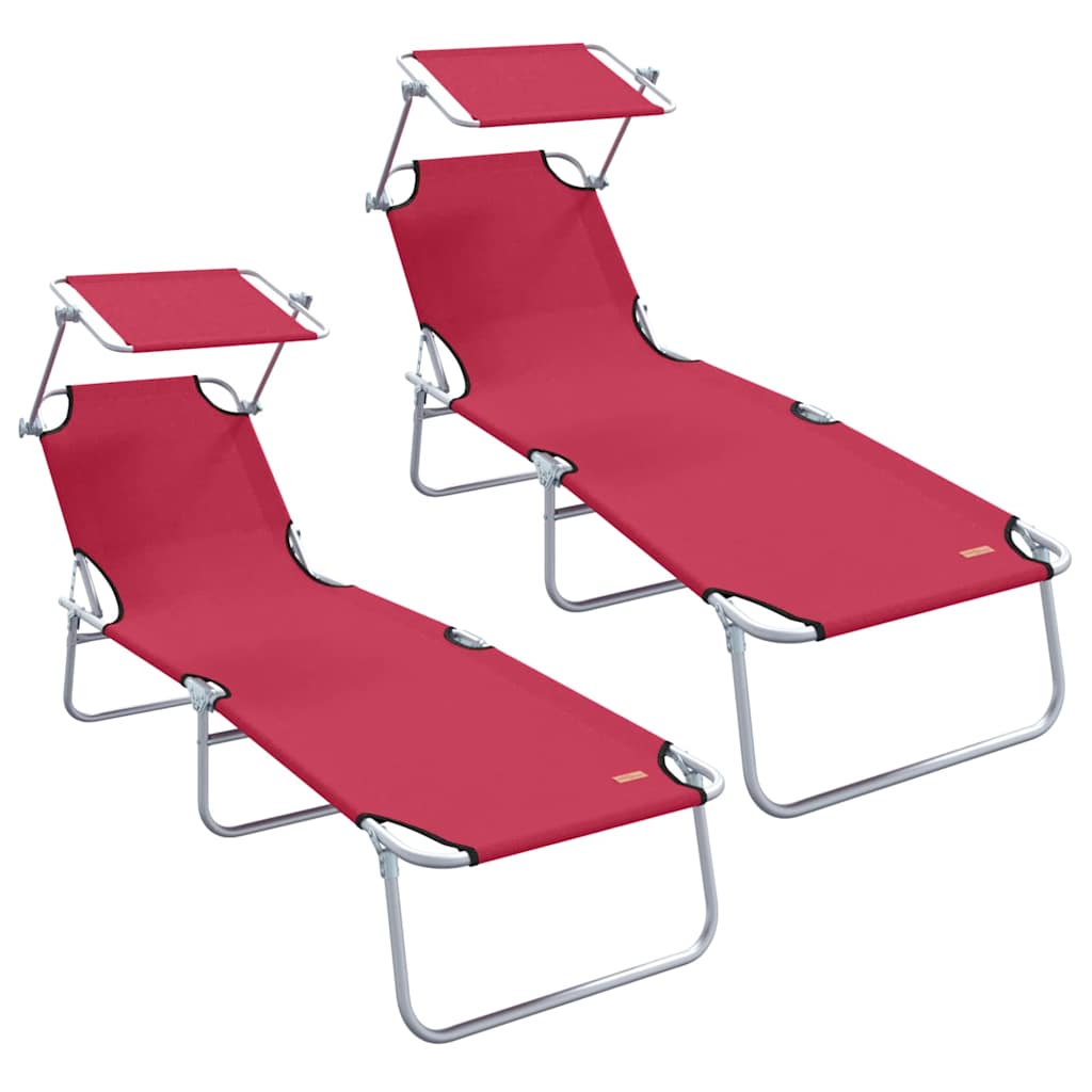 Napozó 2 pcs Piros 58 x 188 x 77cm Poliészter