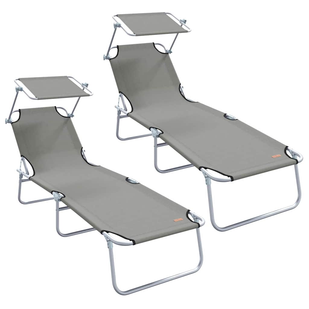 Napozó 2 pcs Szürke 58 x 188 x 77cm Poliészter