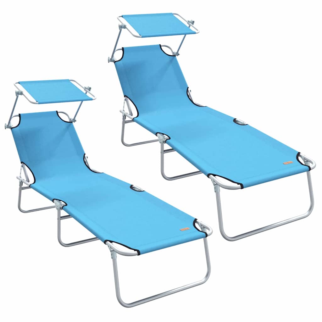 Napozó 2 pcs Élénk Kék 58 x 188 x 77cm Poliészter