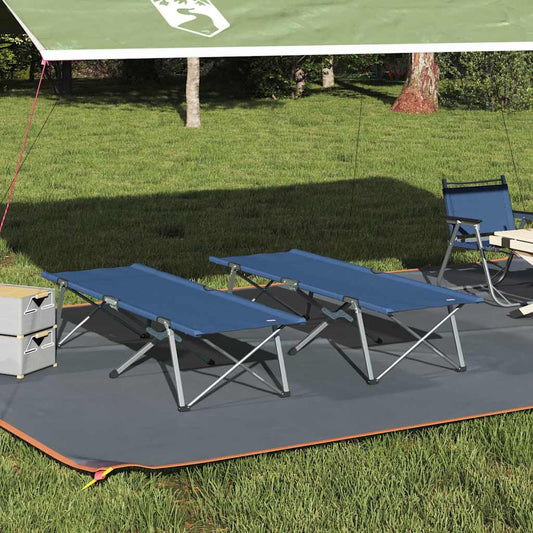 Összecsukható Kemping Ágy 2 pcs Kék 194 x 62,5 x 42,5 cm