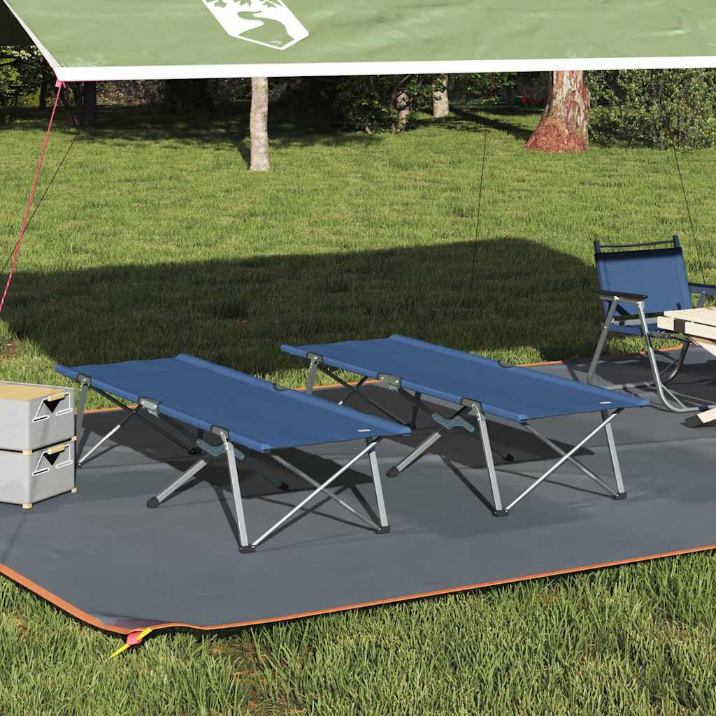 Összecsukható Kemping Ágy 2 pcs Kék 194 x 62,5 x 42,5 cm