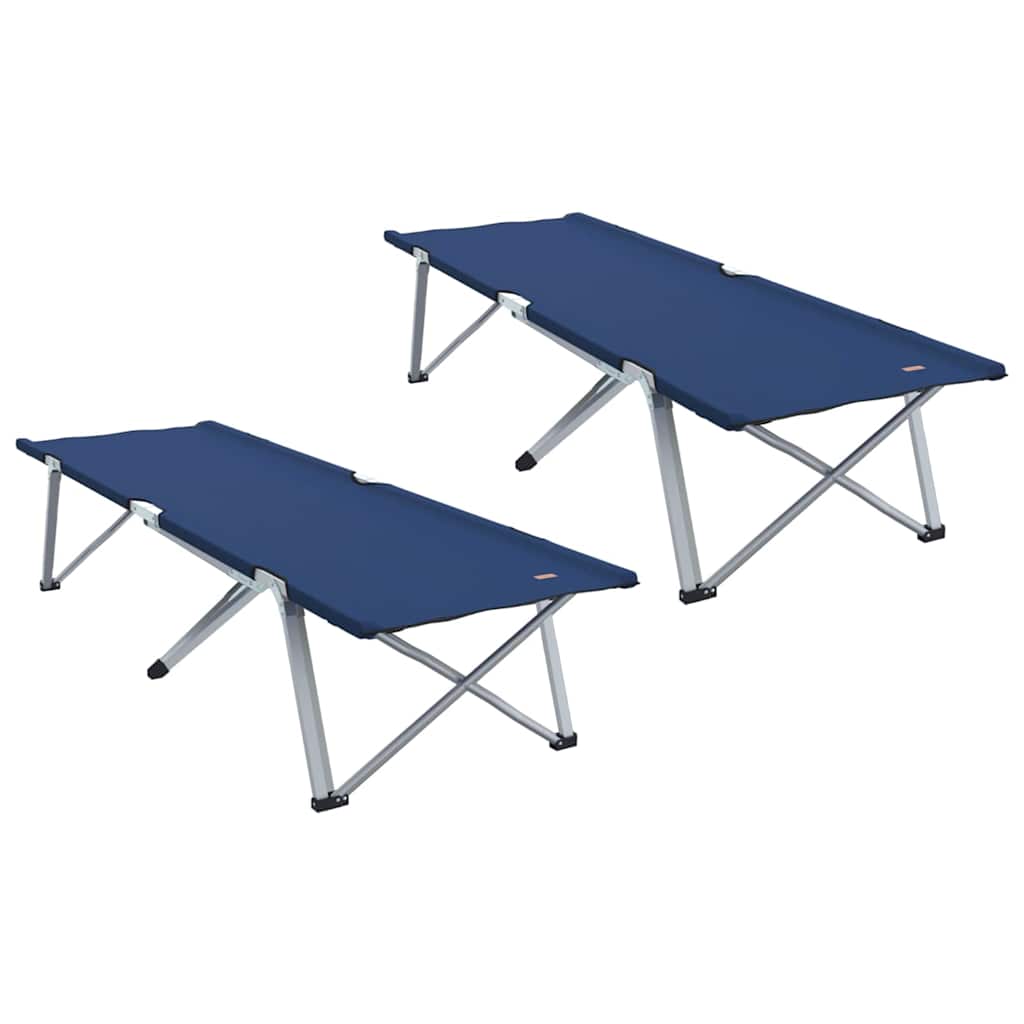 Összecsukható Kemping Ágy 2 pcs Kék 194 x 62,5 x 42,5 cm