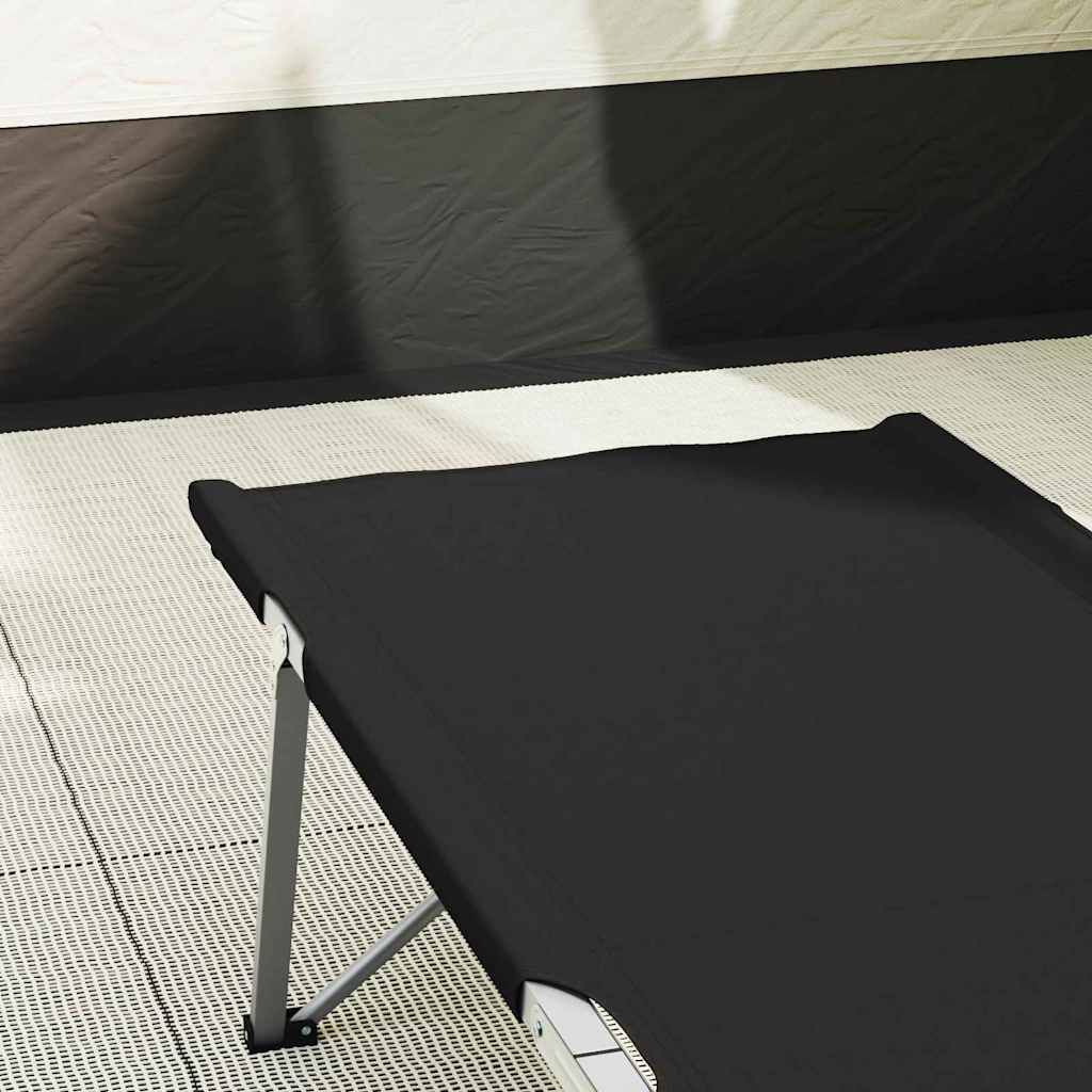 Összecsukható Kemping Ágy 2 pcs Fekete 194 x 62,5 x 42,5 cm
