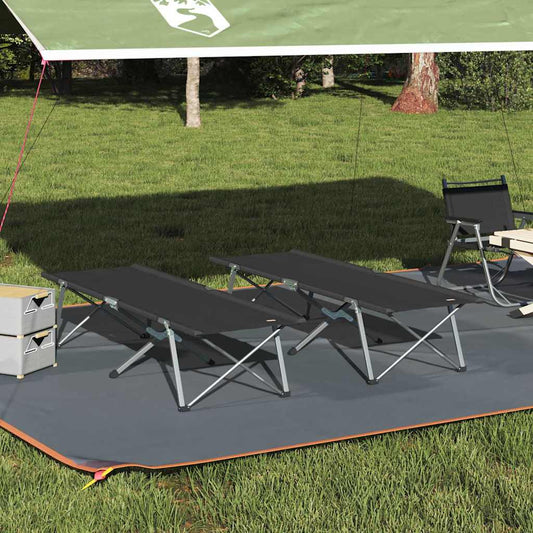 Összecsukható Kemping Ágy 2 pcs Fekete 194 x 62,5 x 42,5 cm