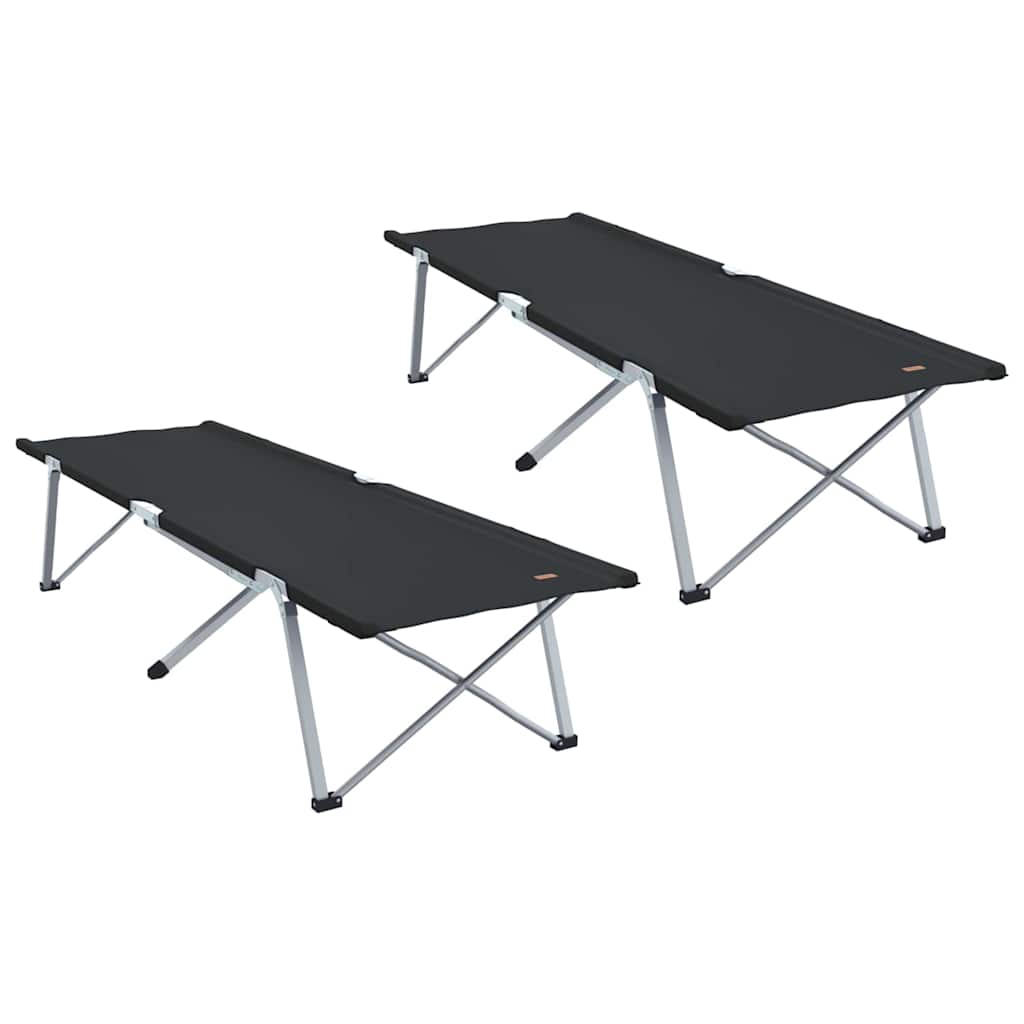 Összecsukható Kemping Ágy 2 pcs Fekete 194 x 62,5 x 42,5 cm