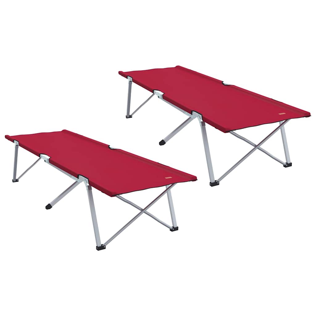 Összecsukható Kemping Ágy 2 pcs Piros 194 x 62,5 x 42,5 cm