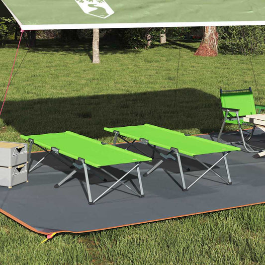 Összecsukható Kemping Ágy 2 pcs Zöld 194 x 62,5 x 42,5 cm