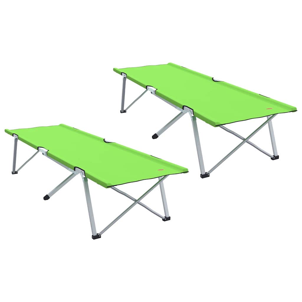 Összecsukható Kemping Ágy 2 pcs Zöld 194 x 62,5 x 42,5 cm