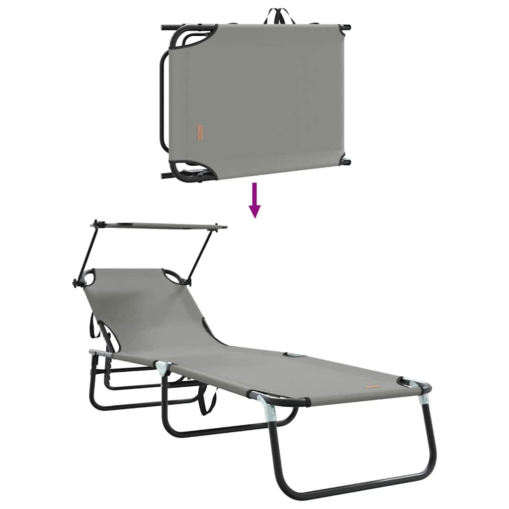 Összecsukható nyugágy 2 pcs Szürke 190 x 57 x 81 cm oxford