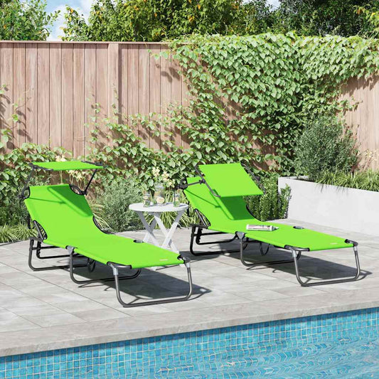 Összecsukható nyugágy 2 pcs Zöld 190 x 57 x 81 cm oxford