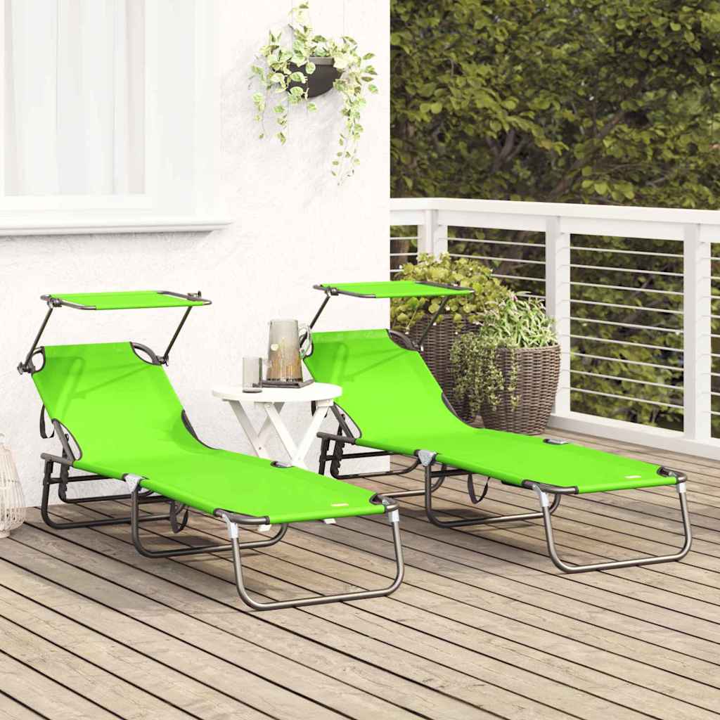 Összecsukható nyugágy 2 pcs Zöld 190 x 57 x 81 cm oxford