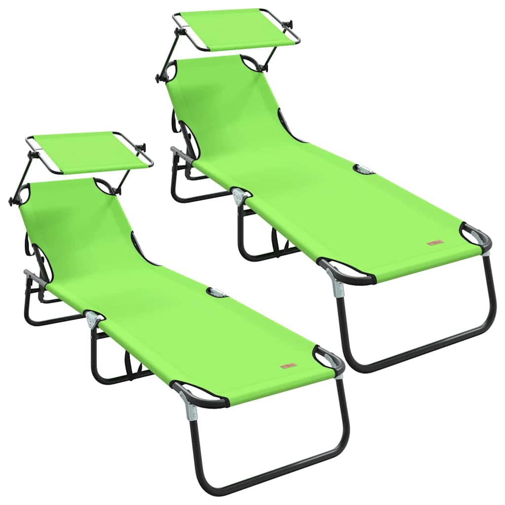Összecsukható nyugágy 2 pcs Zöld 190 x 57 x 81 cm oxford