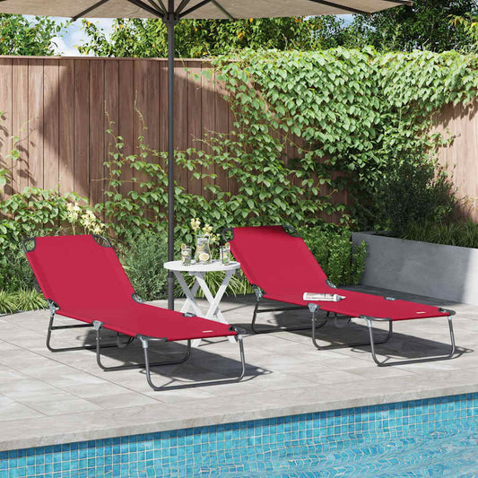 Összecsukható nyugágy 2 pcs Piros 188 x 57 x 86,5 cm Poliészter