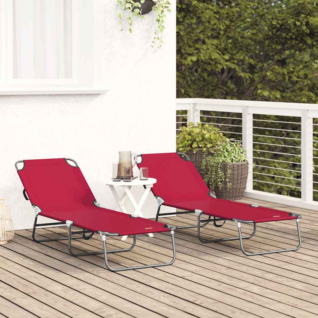 Összecsukható nyugágy 2 pcs Piros 188 x 57 x 86,5 cm Poliészter