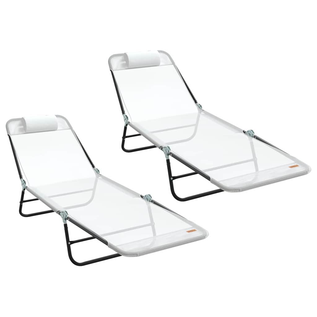 Összecsukható nyugágy 2 pcs Krém 182 x 55 x 85,5 cm Textilén