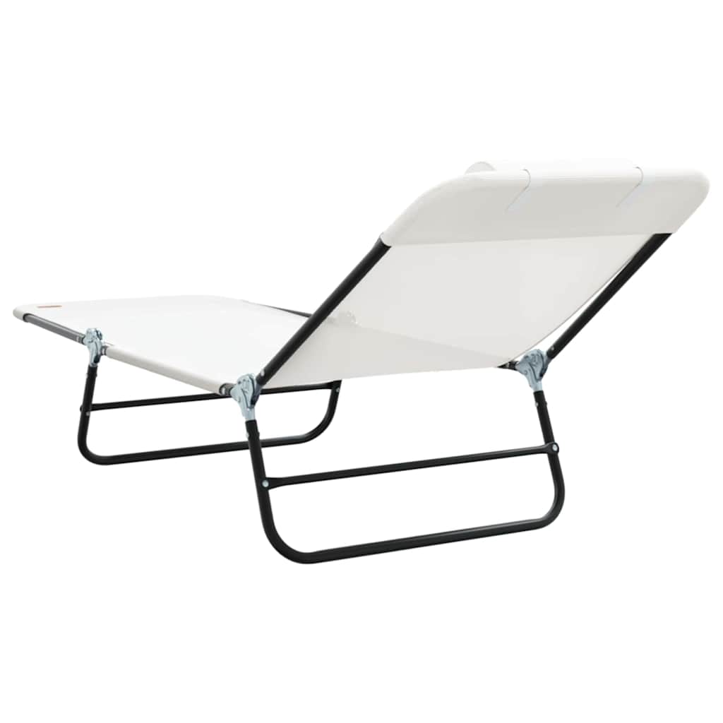 Összecsukható nyugágy 2 pcs Krém 182 x 55 x 85,5 cm Textilén