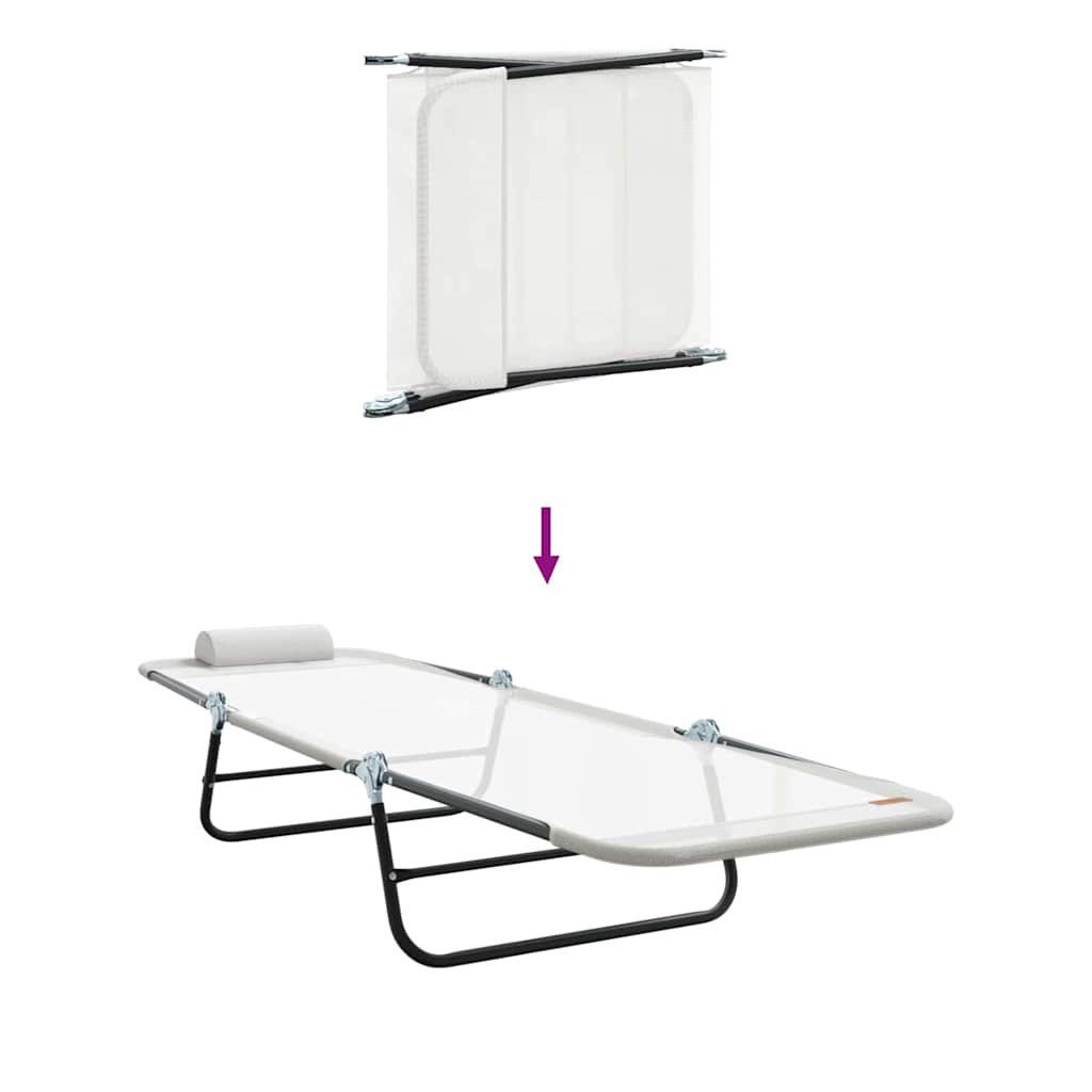 Összecsukható nyugágy 2 pcs Krém 182 x 55 x 85,5 cm Textilén