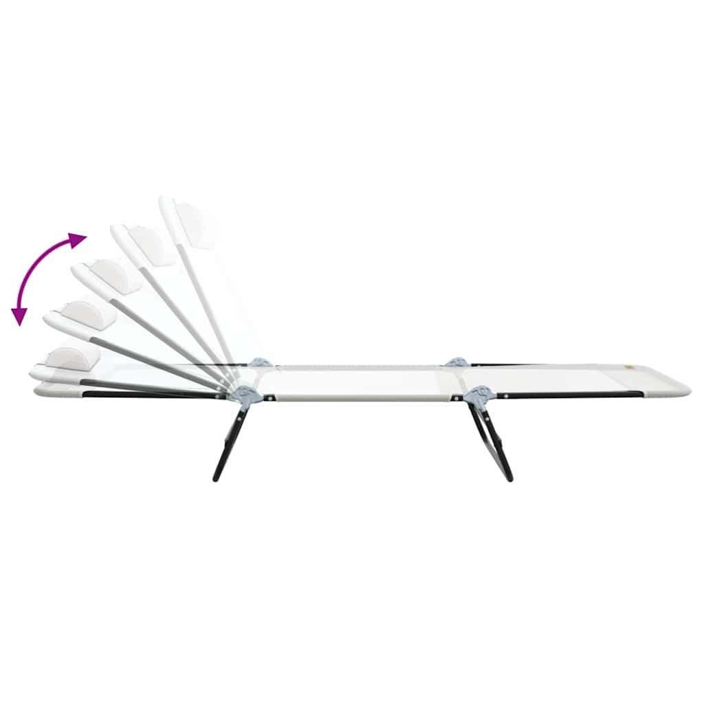 Összecsukható nyugágy 2 pcs Krém 182 x 55 x 85,5 cm Textilén