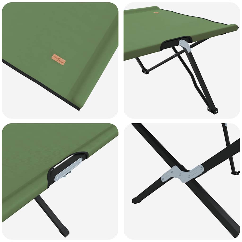 Összecsukható Kemping Ágy Zöld 206 x 76 x 74 cm Oxford és Acél