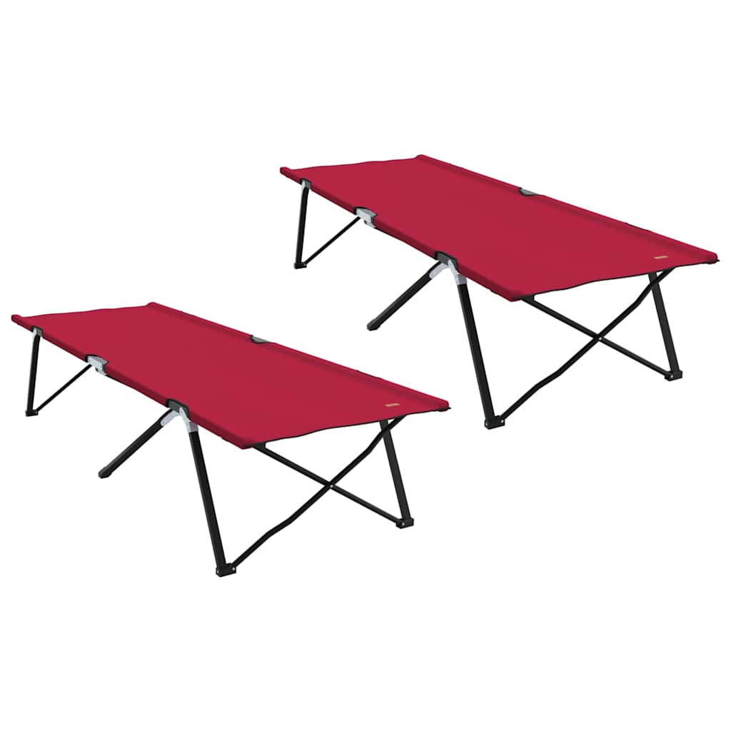 Összecsukható Kemping Ágy 2 pcs Piros 206 x 76 x 74 cm