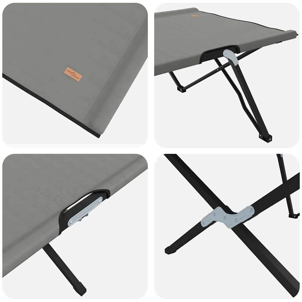 Összecsukható Kemping Ágy 2 pcs Szürke 206 x 76 x 74 cm