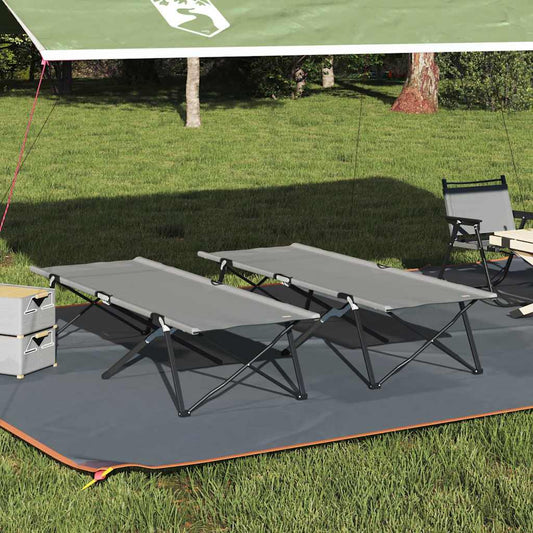 Összecsukható Kemping Ágy 2 pcs Szürke 206 x 76 x 74 cm