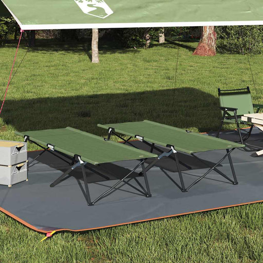 Összecsukható Kemping Ágy 2 pcs Zöld 206 x 76 x 74 cm