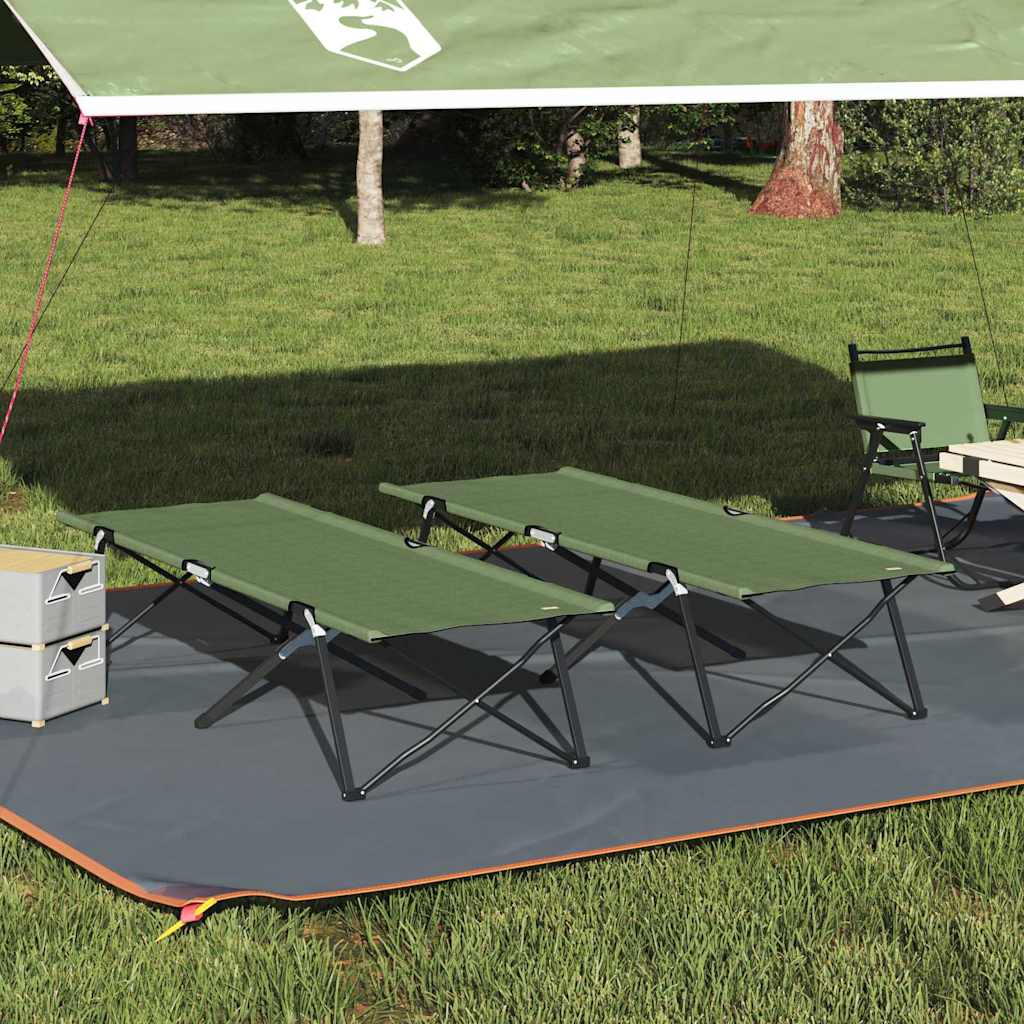 Összecsukható Kemping Ágy 2 pcs Zöld 206 x 76 x 74 cm