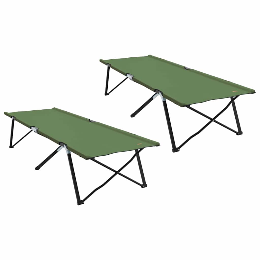 Összecsukható Kemping Ágy 2 pcs Zöld 206 x 76 x 74 cm