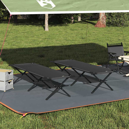 Összecsukható Kemping Ágy 2 pcs Fekete 193 x 69 x 45 cm