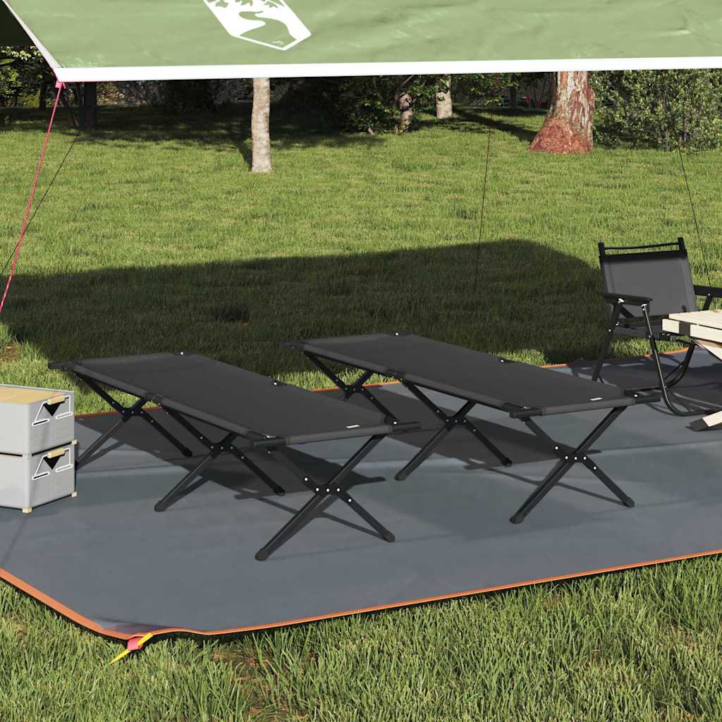 Összecsukható Kemping Ágy 2 pcs Fekete 193 x 69 x 45 cm