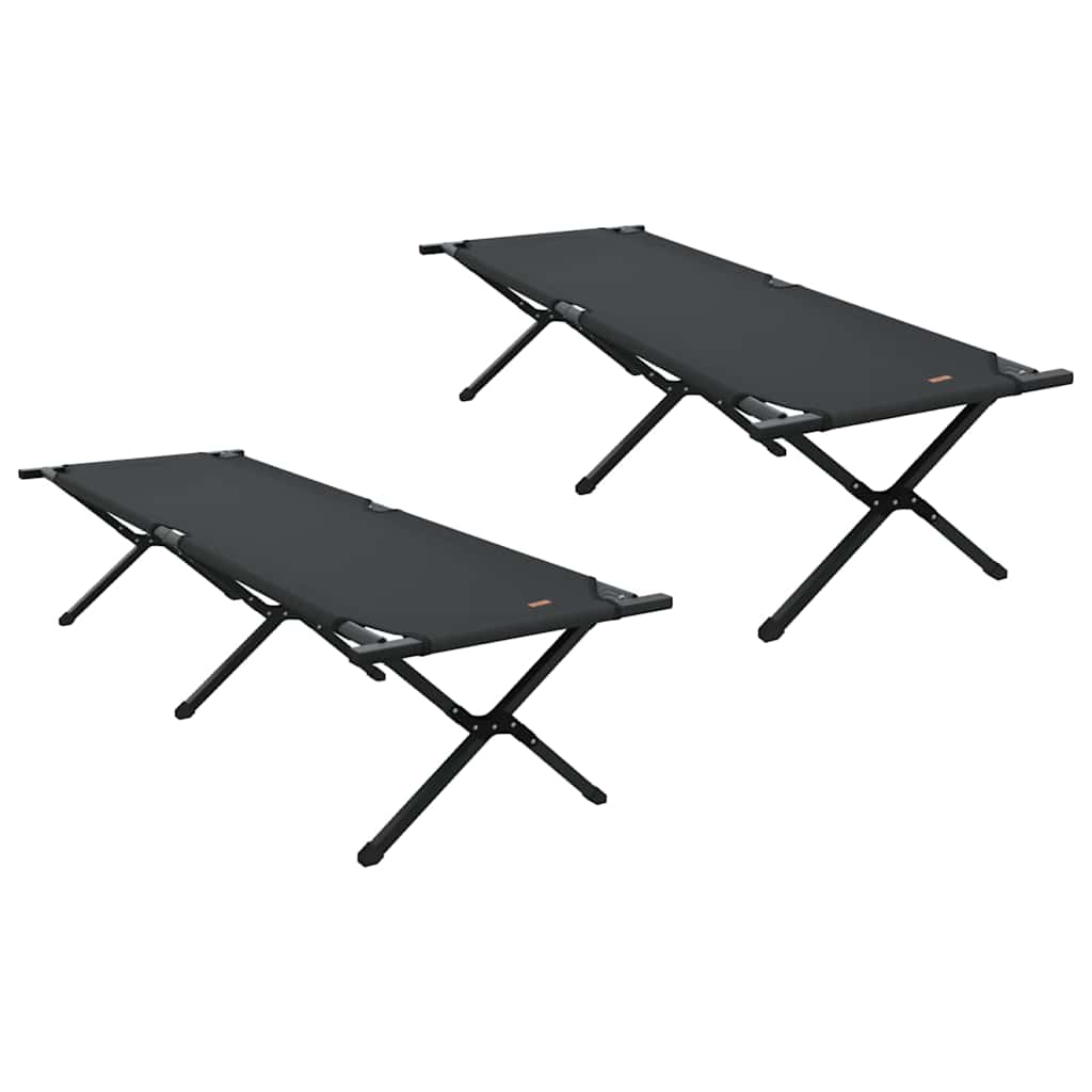 Összecsukható Kemping Ágy 2 pcs Fekete 193 x 69 x 45 cm