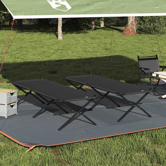 Összecsukható Kemping Ágy 2 pcs Fekete 210 x 80 x 46 cm