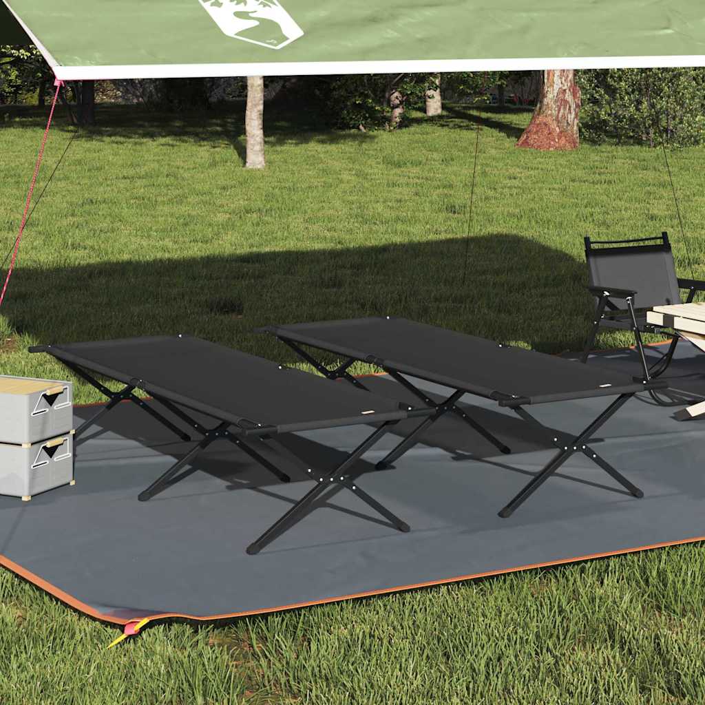 Összecsukható Kemping Ágy 2 pcs Fekete 210 x 80 x 46 cm