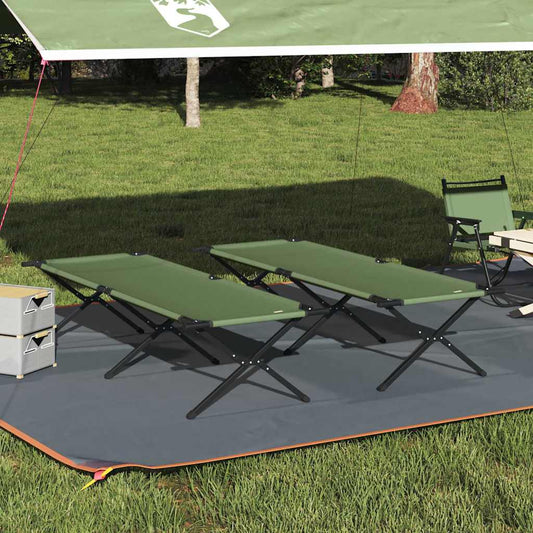 Összecsukható Kemping Ágy 2 pcs Zöld 210 x 80 x 46 cm