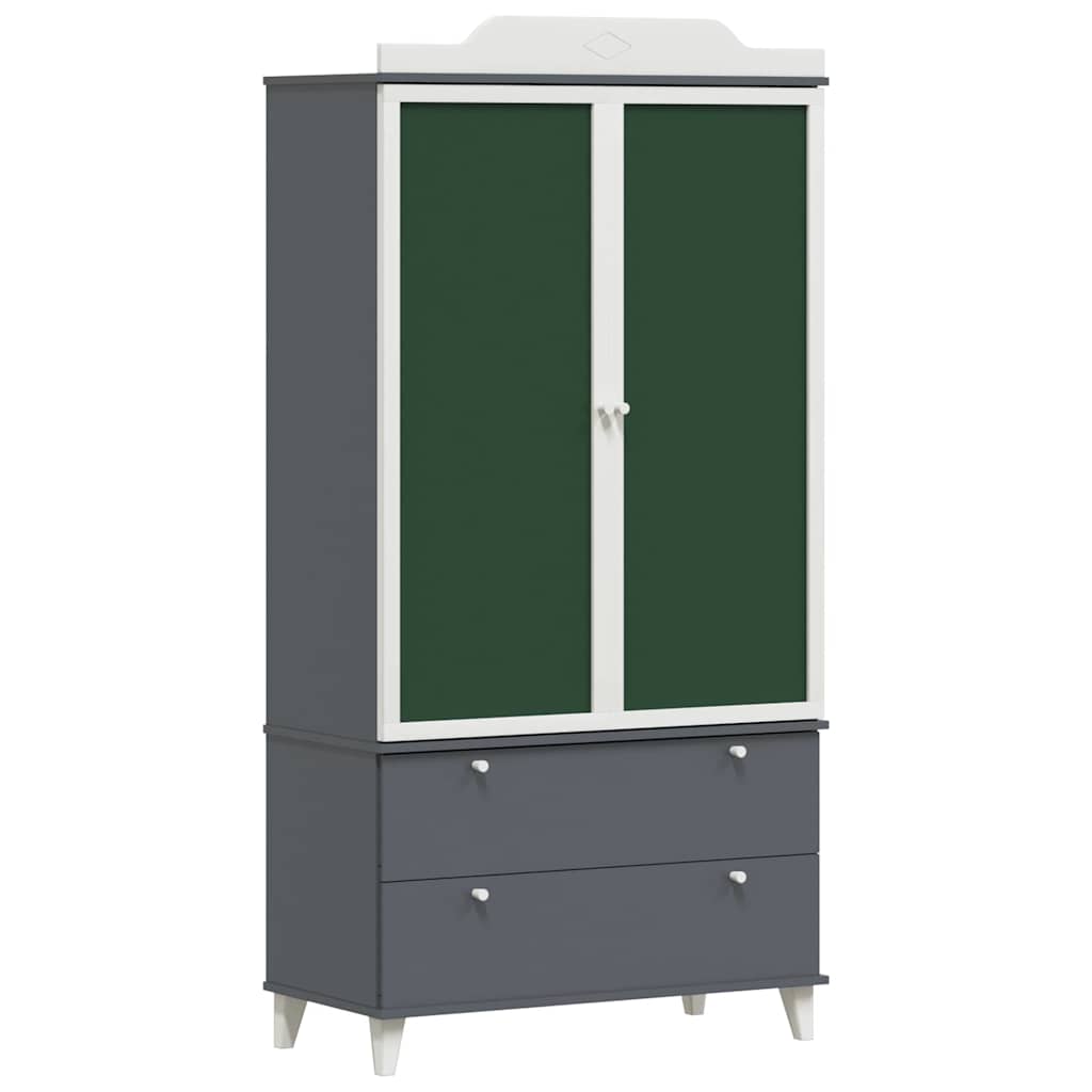 Szekrény krétatáblával Szürke és Fehér 90 x 45 x 180 cm Faanyag