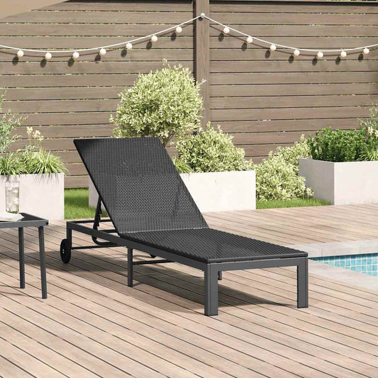 Napozóágy Fekete 206 x 62.5 x 74 cm polirattan