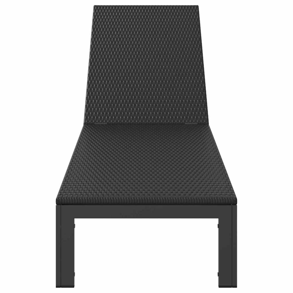 Napozóágy polirattan Fekete