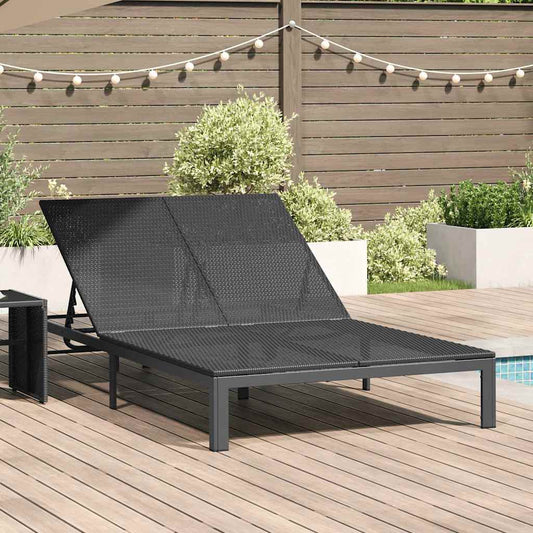 Napozóágy Fekete 206 x 115 x 75 cm polirattan