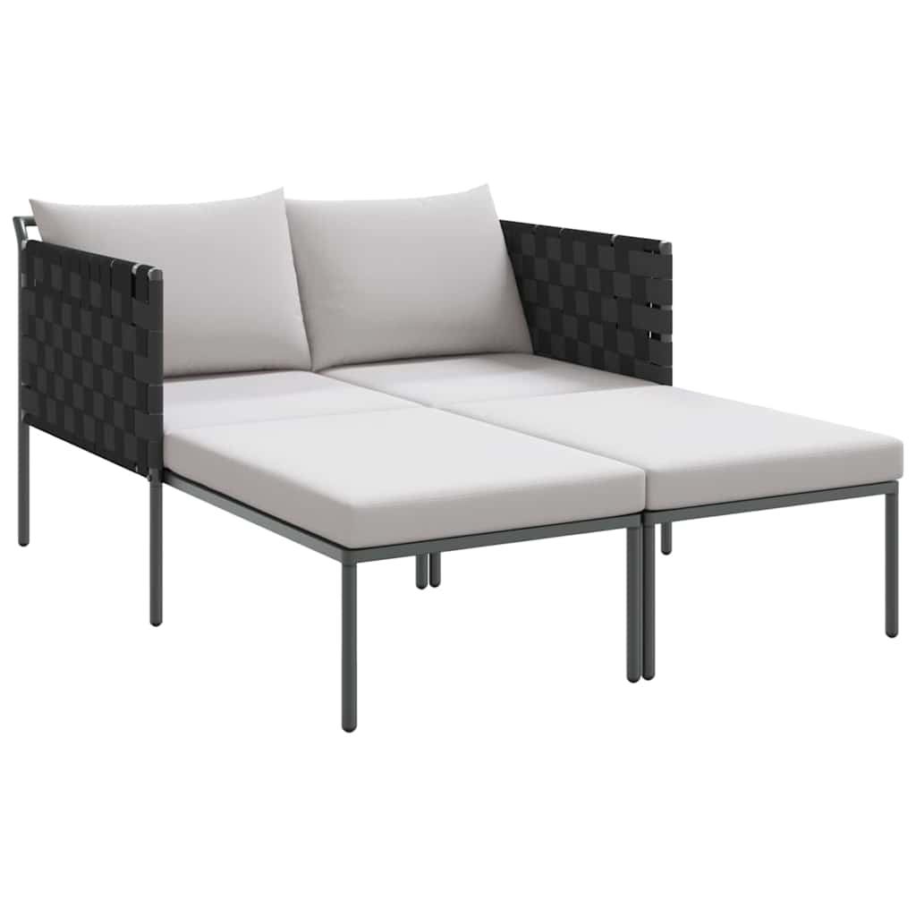 Napozóágy párnával Antracit 153 x 115 x 69.5 cm Porszórt acél