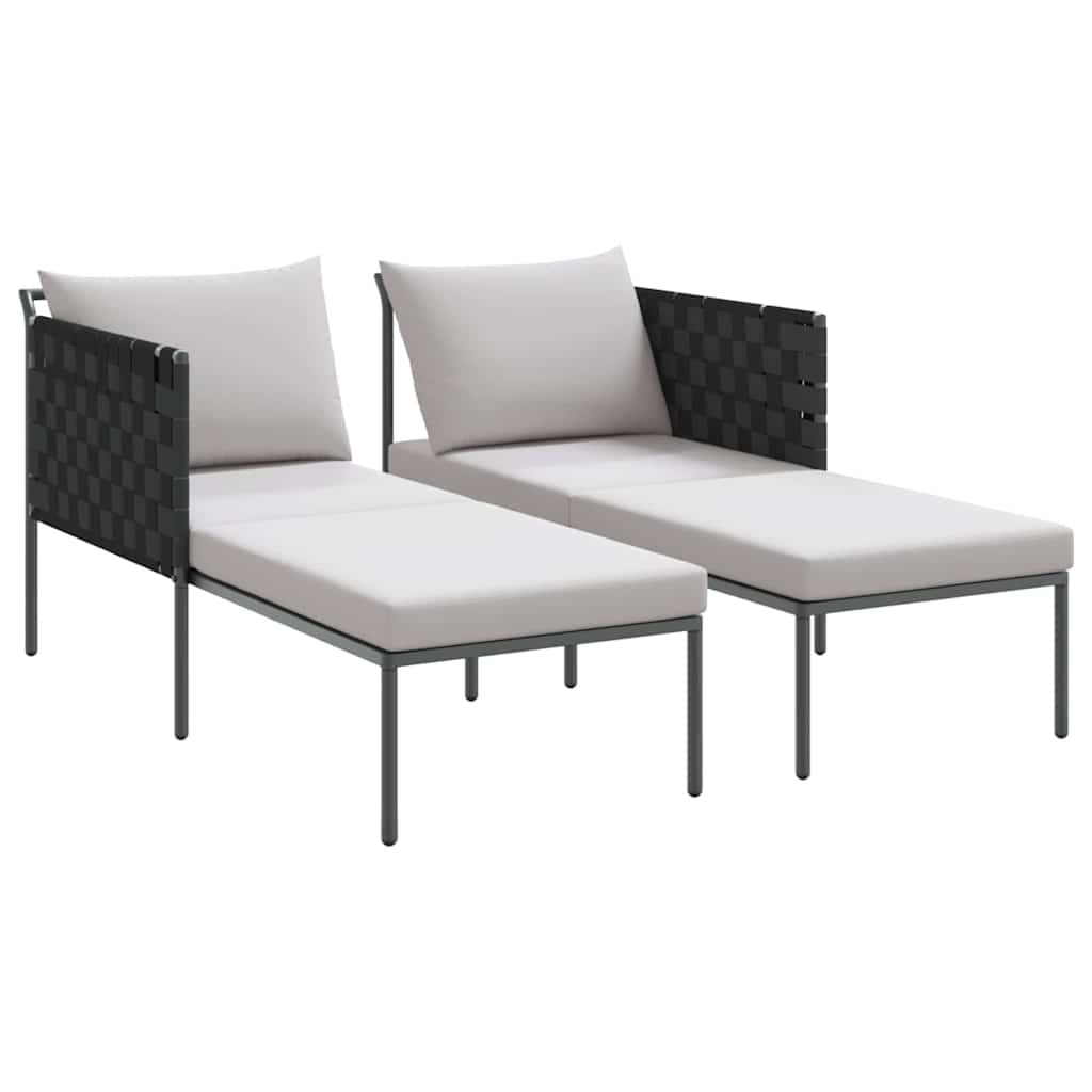 Napozóágy párnával Antracit 153 x 115 x 69.5 cm Porszórt acél