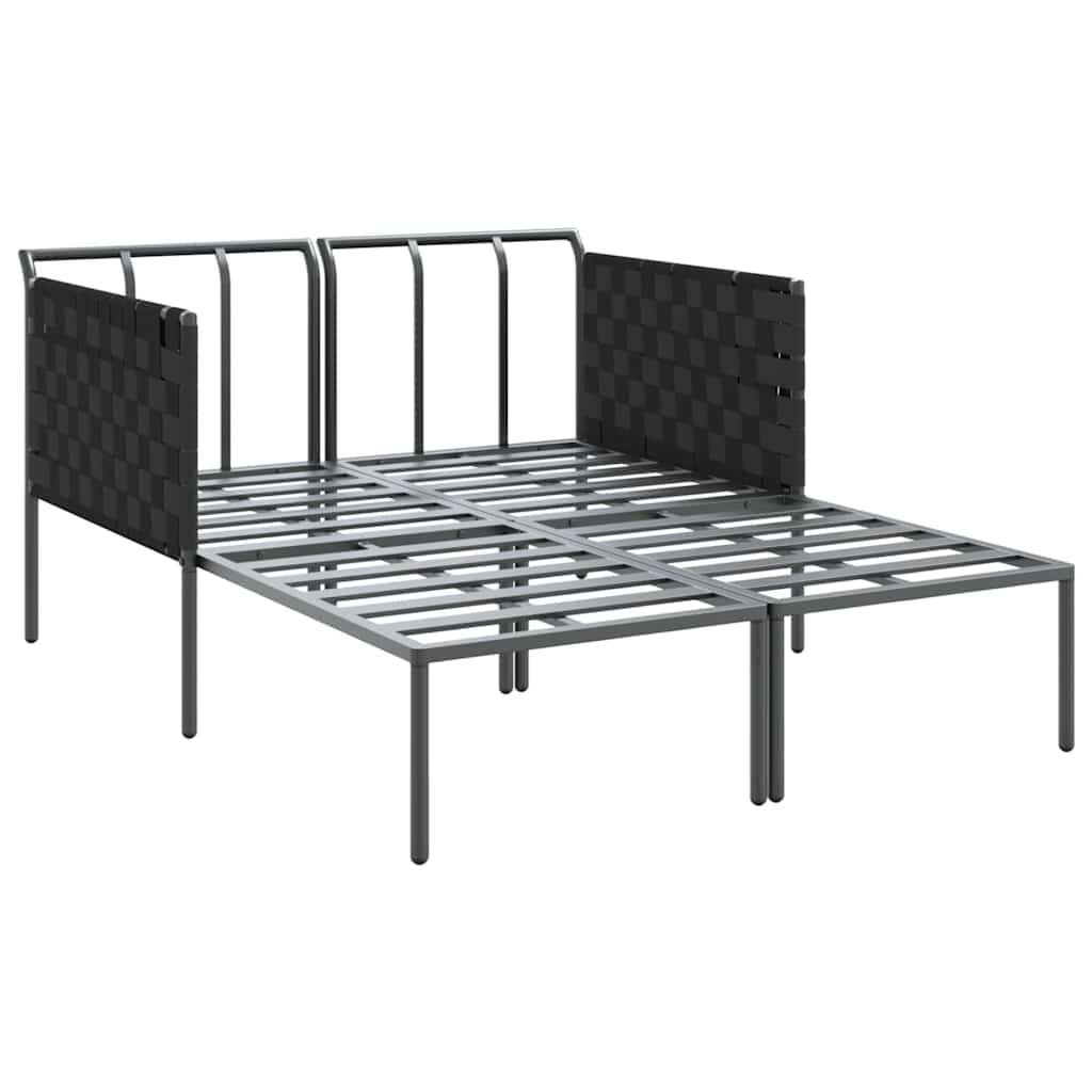 Napozóágy párnával Antracit 153 x 115 x 69.5 cm Porszórt acél
