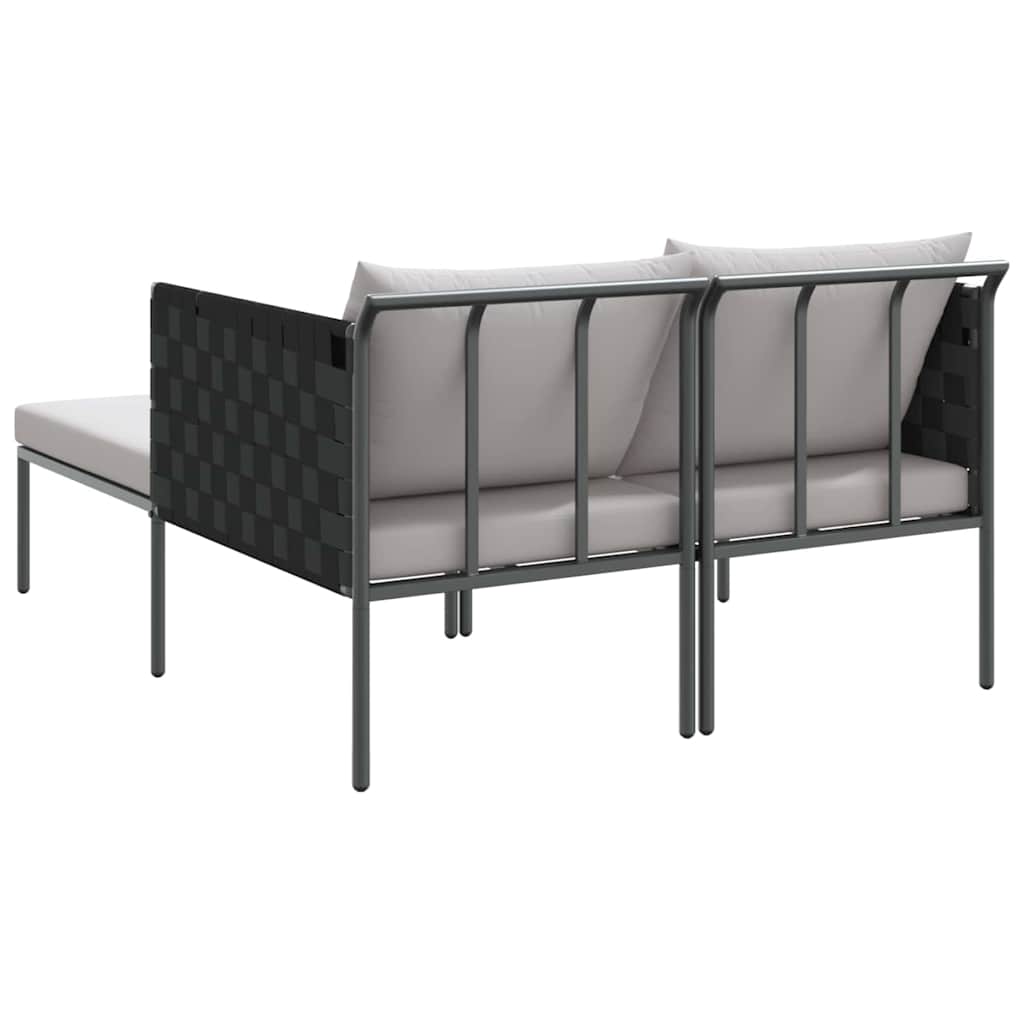 Napozóágy párnával Antracit 153 x 115 x 69.5 cm Porszórt acél