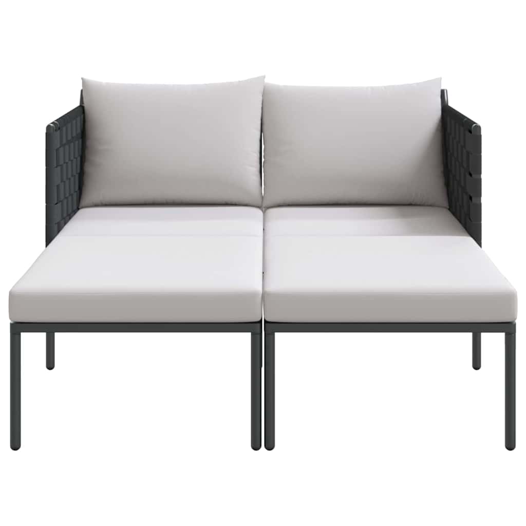 Napozóágy párnával Antracit 153 x 115 x 69.5 cm Porszórt acél
